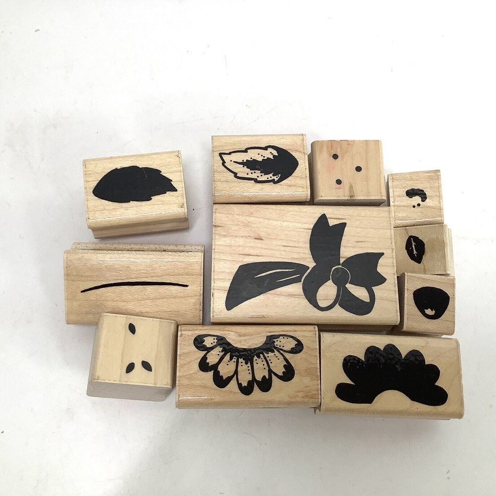 11 JRL Design Rubber Stamp Bos Leaves Floral Halves‎ dots  Set Lot 11